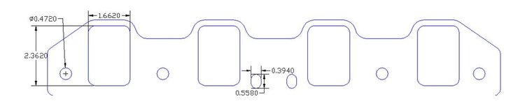FOG-8090-2 Intake Gaskets, Ford/Brodix Small Block, Port: 1.60 in. x 2.30 in., Thickness: .120 in., Paper w/Silicone