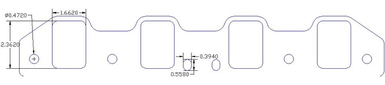 FOG-8090 Intake Gaskets, Ford/Brodix Small Block, Port: 1.60 in. x 2.30 in., Thickness: .060 in., Paper w/Silicone