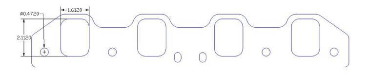 FOG-8091-2 Intake Gaskets, Ford SB Brodix 260-302W Turbo, Port: 1.55 in. x 2.05 in., Thickness: .120 in., Paper w/Silicone