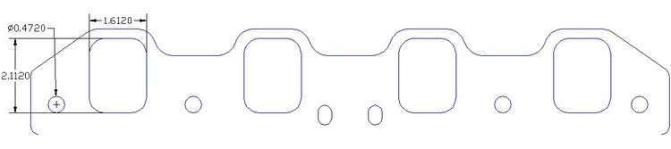 FOG-8091 Intake Gaskets, Ford/Brodix SB 260-302W "Turbo", Port: 1.55 in. x 2.05 in., Thickness: .030 in., Paper w/Silicone