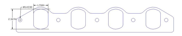 FOG-8092-2 Intake Gaskets, Ford/Blue Thunder Small Block, Port: 1.70 in. x 2.33 in., Thickness: .120 in., Paper w/Silicone