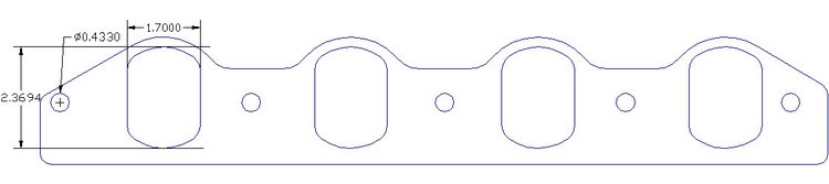 FOG-8092 Intake Gaskets, Ford/Blue Thunder Small Block, Port: 1.70 in. x 2.33 in., Thickness: .060 in., Paper w/Silicone