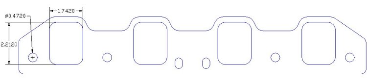 FOG-8093 Intake Gaskets, Ford Small Block SVO/Yates, w/Plates, Thickness: .060 in., Port: 1.68 in. x 2.15 in., Paper w/Silicone