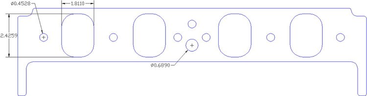 FOG-8097 Intake Gaskets, Chevy/Brodix SB "Canted Valve", Port: 1.81 in. x 2.43 in., Thickness: .060 in., Paper w/Silicone
