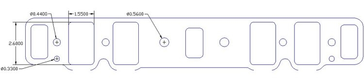 FOG-8098 Intake Gaskets, Oldsmobile 330-455ci "Raised Port", Port: 1.55 in. x 2.60 in., Thickness: .060 in., Paper w/Silicone