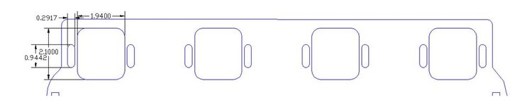 FOG-8099-3 Intake Gaskets, Chrysler Stock 426ci Hemi, Port: 1.94 in. x 2.10 in., Thickness: .050 in., Paper w/Silicone