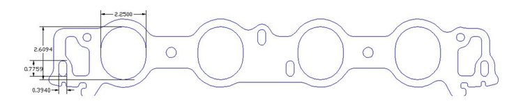 FOG-8108-4 Intake Gaskets, Ford Big Block 429-460ci CJ-SCJ, Port: 2.25 in. x 2.61 in., Thickness: .100 in., Steelcore Laminate
