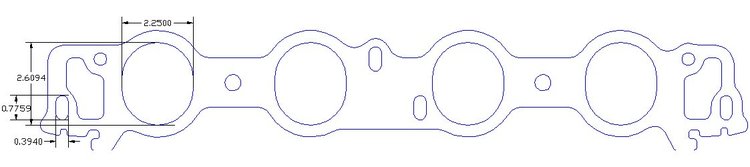 FOG-8108 Intake Gaskets, Ford Big Block 429CJ/SCJ, Thickness: .060 in., Port: 2.25 in. x 2.61 in., Paper w/Silicone