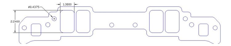 FOG-8158-2 Intake Gaskets Chevy SB 265-400 18-Deg, Port: 1.36 in. x 2.24 in., Thickness: .120 in., w/End Seals/Dist Gaskets