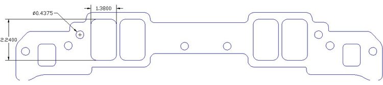 FOG-8158 Intake Gaskets Chevy SB 265-400 18-Deg, Port: 1.36 in. x 2.24 in., Thickness: .060 in., Paper, w/End Seals/Dist Gasket