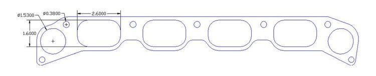 FOG-8181-2 Intake Gaskets, Ford 4.6L DOHC, Port: 1.56 in. x 2.58 in., Thickness: .120 in., Paper w/Silicone