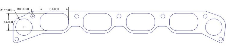 FOG-8181 Intake Gaskets, Ford 4.6L DOHC, Port: 1.56 in. x 2.58 in., Thickness: .060 in., Paper w/Silicone