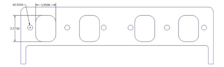 FOG-8184-2 Intake Gaskets, Chrysler Big Block B1 361-440ci TS, Port: 1.94 in. x 2.57 in., Thickness: .120 in., Paper w/Silicone