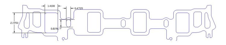 FOG-8187-2 Intake Gaskets, Ford Big Block 427ci "Med. Riser", Port: 1.41 in. x 2.20 in., Thickness: .120 in., Paper w/Silicone