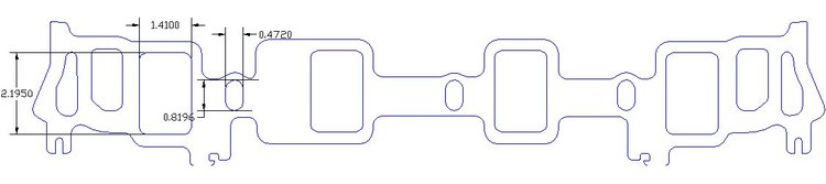 FOG-8187 Intake Gaskets, Ford Big Block 427ci "Med. Riser", Port: 1.41 in. x 2.20 in., Thickness: .060 in., Paper w/Silicone