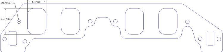 FOG-8190 Intake Gaskets, Chevy/Brodix BB 16-Deg/18-Deg Big Duke/Sweet 16, Port: 1.85 in. x 2.65 in., Thickness: .060 in., Paper