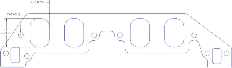 FOG-8192 Intake Gaskets, CHEVY/DART BB 11-Deg "Big Chief", Oval Paper w/Silicone Coating, 1.86 in. x 2.76 in., .060 in.