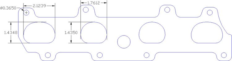 FOG-8193 Intake Gasket, Ford 2.3L SOHC, Intake Port: 1.42 in. x 2.11 in., Thickness: .060 in., Exhaust Port: 1.42 in. x 1.75 in.