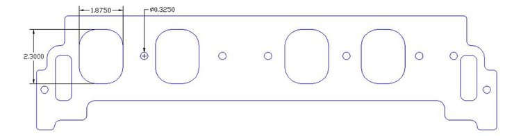 FOG-8202-3 Intake Gaskets Chevy SB 265-400 Dart "Little Chief", Port: 1.88 in. x 2.32 in., Thickness: .050 in.