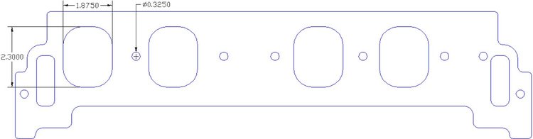 FOG-8202 Intake Gaskets, Chevy SB 265-400ci Dart "Little Chief", Port: 1.88 in. x 2.32 in., Thickness: .060 in., Paper