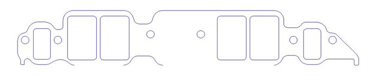 FOG-8204-2 Intake Gaskets Chevy BB 396-454, w/o Upper Bolt Hole, Thickness: .120 in., XL Rectangle, Port: 1.87 in. x 2.82 in.