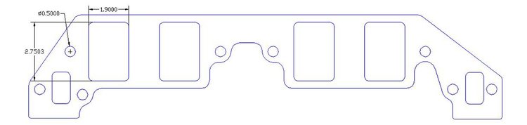 FOG-8211-4 Intake Gaskets Chevy BB-Dart 14/18-Deg "Big Chief", Port: 1.90 in. x 2.75 in., Thickness: .100 in.