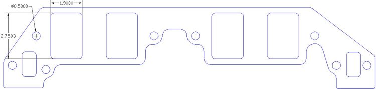 FOG-8211 Intake Gaskets, Chevy/Dart BB 14-Deg "Big Chief" Rectangle, Port: 1.90 in. x 2.75 in., Thickness: .060 in., Paper