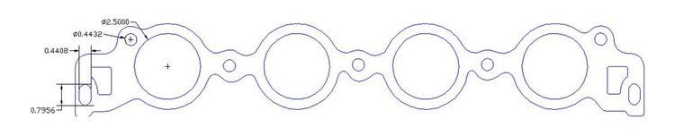 FOG-8225-3 Intake Gaskets, Ford/Kaase Boss Nine Hemi, Port Dia: 2.50 in., Thickness: .050 in., Steelcore Laminate w/Silicone