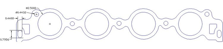 FOG-8225 Intake Gaskets, Ford/Kaase Boss Nine Hemi, Port Dia: 2.50 in., Thickness: .060 in., Paper w/Silicone, C)