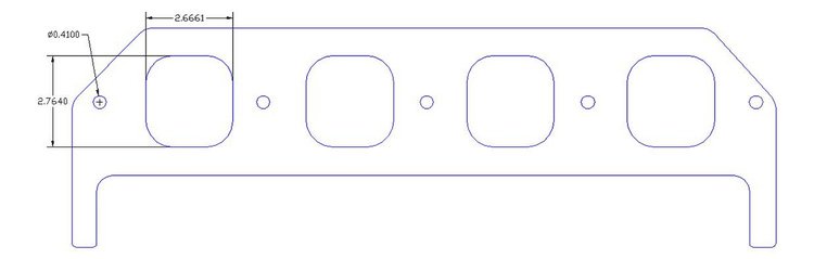 FOG-8231-2 Intake Gaskets, Ford BB 429 "Shotgun" Hemi, (B441) Port: 2.62 in. x 2.72 in., Thickness: .120 in., Paper w/Silicone