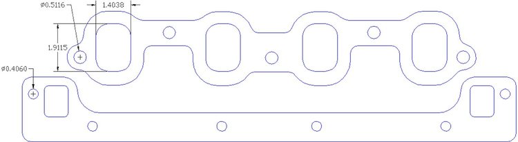 FOG-8236 Intake Gasket/Valley Cover Spacer Kit, Chevy SB SB-2 "Mirror Port", Thickness: .060 in., Port: 1.40 in. x 1.91 in.