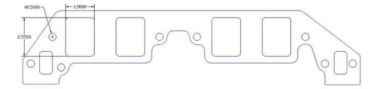 FOG-8244-2 Intake Gaskets, Chevy/Dart BB 14-Deg "Big Chief" Rectangle, Thickness: .120 in., Port: 1.90 in. x 2.55 in., Paper