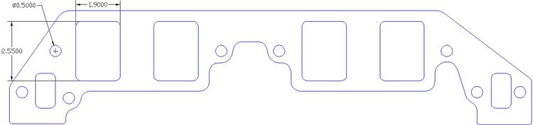 FOG-8244 Intake Gaskets, Chevy/Dart BB 14/18-Deg "Big Chief", Rectangle, Thickness: .060 in., Port: 1.90 in. x 2.55 in., Paper