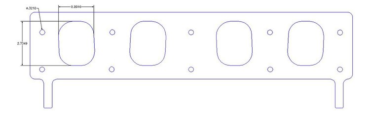 FOG-8249-4 Intake Gaskets, Dodge Pro Stock 500ci, 2.21 in. x 2.72 in., Thickness: .100 in., Steelcore Laminate w/Silicone