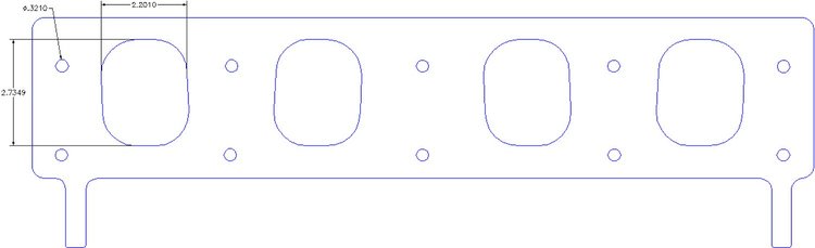 FOG-8249 Intake Gaskets, Dodge Pro Stock 500ci, Port: 2.21 in. x 2.72 in., Thickness: .060 in., Paper w/Silicone