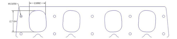 FOG-8251-4 Intake Gaskets Ford/Roush-Yates Pro Stock/Mod 500, Oval Port: 2.20 in. x 2.74 in., Thickness: .100 in.