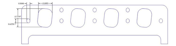 FOG-8256-2 Intake Gaskets, Pro Stock/Modular CFE, For 5.3 in. B.C., Thickness: .120 in., Port: 1.63 in. x 2.67 in., Paper