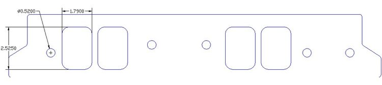 FOG-8257 Intake Gasket Chevy/AJPE BB "Big Port", Port: 1.79 in. x 2.52 in., Thickness: .060 in., Paper, w/End Seals/Dist Gasket