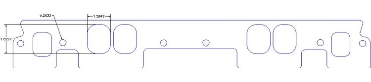 FOG-8265 Intake Gaskets, Chevy SB L-98 23-Deg "Super Stock" w/Raised Port, Port: 1.24 in. x 1.62 in., Thickness: .060 in., Paper