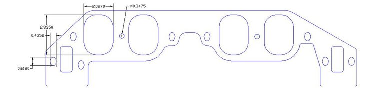 FOG-8271-2 Intake Gaskets, Chevy/RFE Big Block "Profiler", Oval Port: 1.85 in. x 2.45 in., Thickness: .120 in., Paper w/Silicone