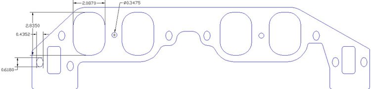 FOG-8271 Intake Gaskets, Chevy/RFE Big Block "Profiler", Oval Port: 1.85 in. x 2.45 in., Thickness: .060 in., Paper w/Silicone