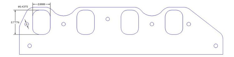 FOG-8277-2 Intake Gaskets, Chevy/Brodix Big Block PB5005, Port: 2.00 in. x 2.77 in., Thickness: .120 in., Paper w/Silicone