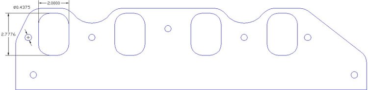 FOG-8277 Intake Gaskets, Chevy/Brodix Big Block PB5005, Port: 2.00 in. x 2.77 in., Thickness: .060 in., Paper w/Silicone