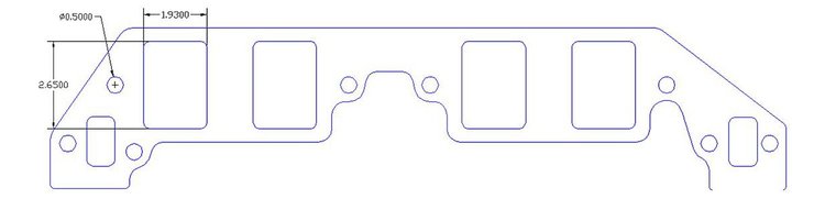 FOG-8279-4 Intake Gaskets Chevy/Dart BB 14-Deg "Big Chief", Rectangle, Thickness: .100 in., Port: 1.93 in. x 2.65 in.