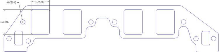 FOG-8279 Intake Gaskets, Chevy/Dart BB 14-Deg "Big Chief", Rectangle, Thickness: .060 in., Port: 1.93 in. x 2.65 in., Paper
