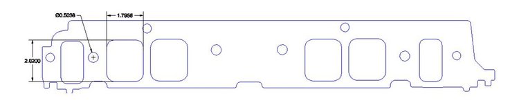 FOG-8280-4 Intake Gasket, Chevy BB "Peanut", Rectangle, Thickness: .100 in., Port: 1.80 in. x 2.02 in., Steelcore Laminate