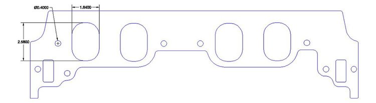 FOG-8288-4 Intake Gaskets, Chevy/Brodix BB 12-Deg, Oval Port: 1.84 in. x 2.55 in., Thickness: .100 in., Steelcore Laminate