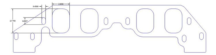 FOG-8292-4 Intake Gaskets Chevy/Brodix BB PB1200 12-Deg Big Duke, Port: 2.00 in. x 2.77 in., Thickness: .100 in.
