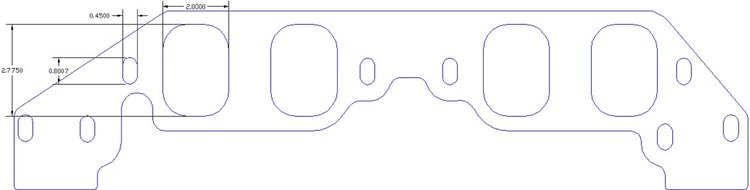 FOG-8292 Intake Gaskets, Chevy/Brodix BB PB1200 12-Deg Big Duke, Port: 2.00 in. x 2.77 in., Thickness: .060 in., Paper