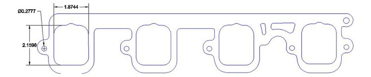 FOG-8294-2 Intake Gasket, Chrysler 6.1L, w/Injector Notch, Thickness: .120 in., Port: 1.87 in. x 2.16 in., Paper w/Silicone